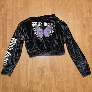 Vtg Y2K Social Scene Valour Track Suite Jacket Wild Spirit Butterfly Embellished